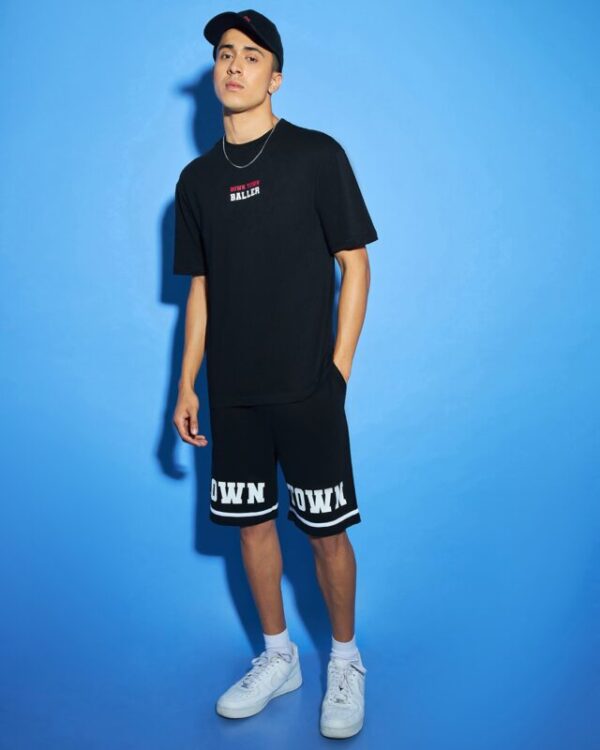 Men’s Black Downtown Typography Oversized Co-ord Set - Image 2