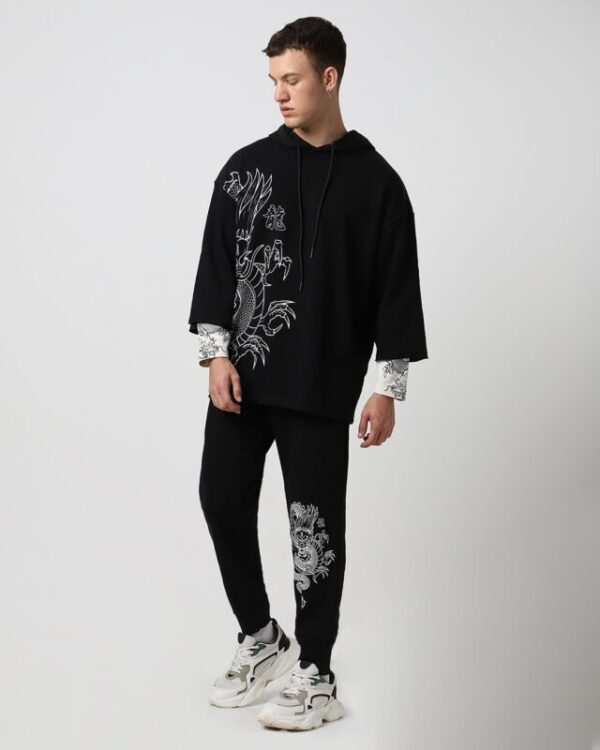 Men’s Black Firece Graphic Printed Super Loose Fit Co-ordinates - Image 4