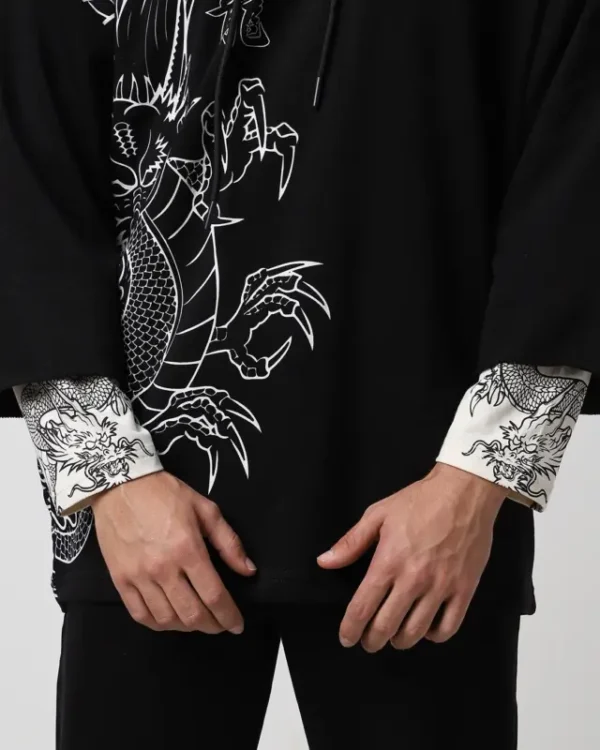 Men’s Black Firece Graphic Printed Super Loose Fit Co-ordinates - Image 2