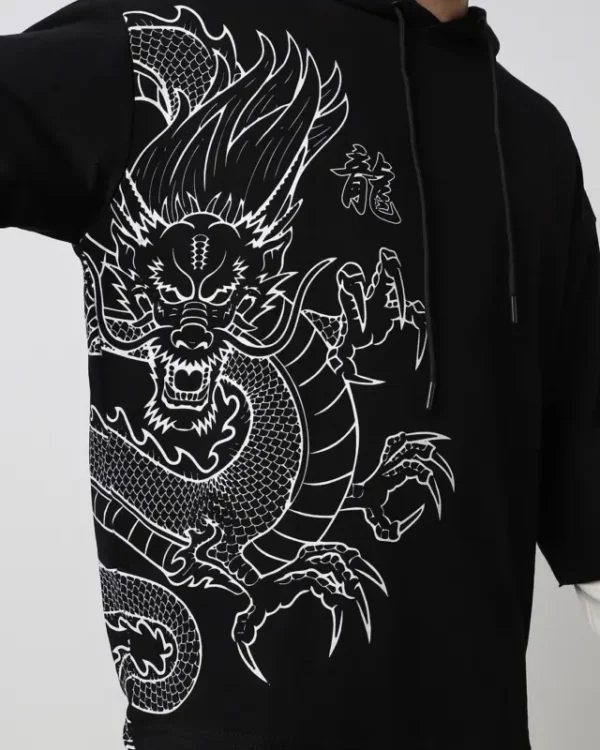 Men’s Black Firece Graphic Printed Super Loose Fit Co-ordinates - Image 3